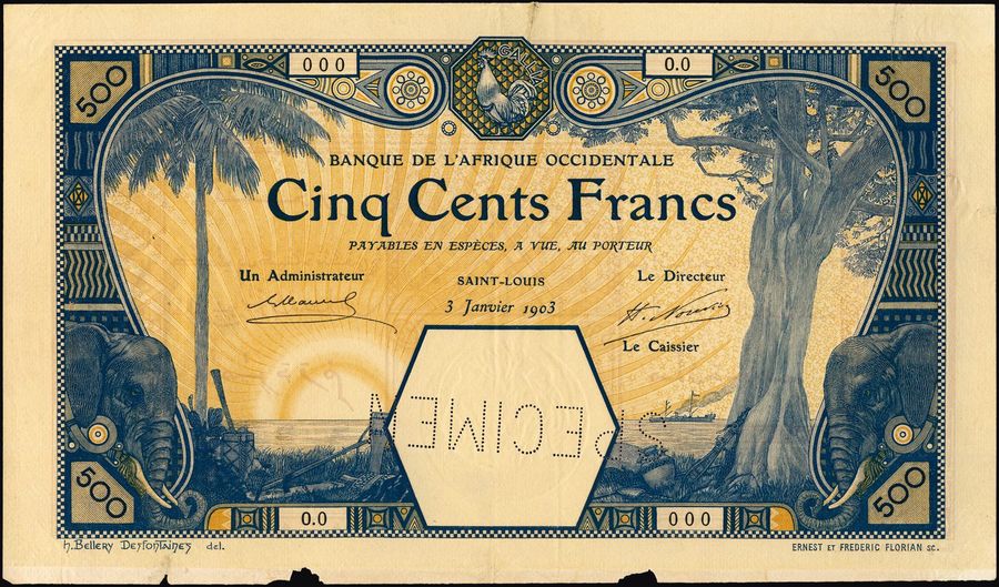 AOF, 500 Francs type 1903 Saint-Louis Spécimen