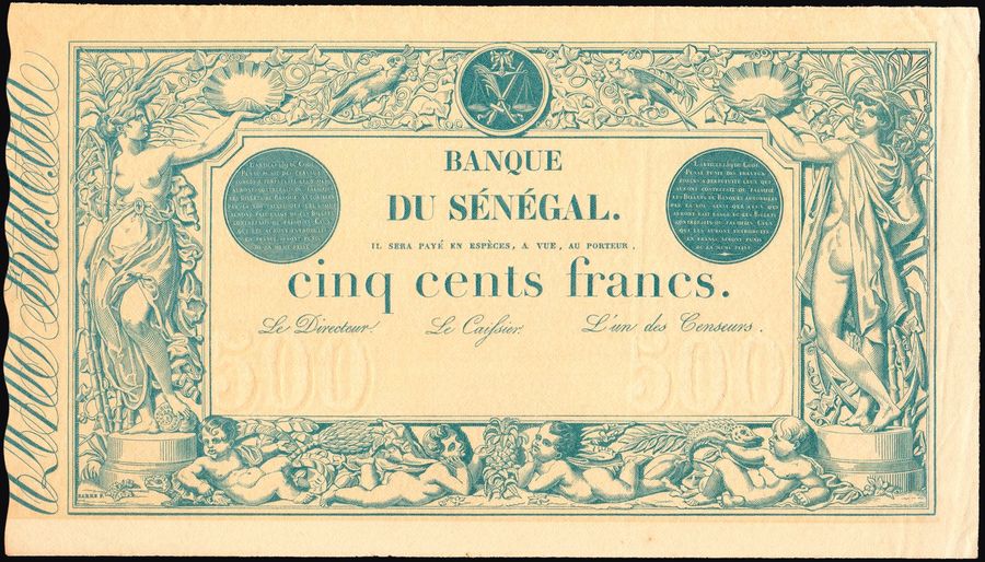 Sénégal, 500 Francs type 1874 bleu spécimen